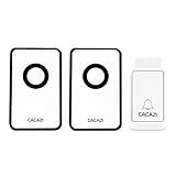 TEQIN Obell 1 + 2バッテリー不自己供給Doorbellリング防水ワイヤレスドアチャイム36着信音調整可能ボリューム、両方のバッテリ必要なし送信機と受信機3 in1キット(ホワイト) 1