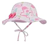 GEMVIE ベビー用ハット フラミンゴプリント つば広 赤ちゃんキャップ 紫外線 UVカット キッズ 帽子 サンバイザー フィッシャーマンハット リボン飾り 女の子 50