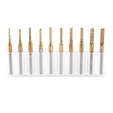 10本のタングステンの超硬エンドミルチタンコート1.5ミリメートル - 3.175ミリメートルフライスカッターの彫刻ビットCNCのロータリーバーセット