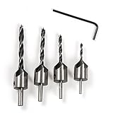 4 x 3 mm 6 mm 5 フルートの皿穴テーパリーマドリルビットが設定されています 15.8 mm 面取り