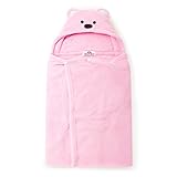 MomRevo あったか クマさん 2way マシュマロ ブランケット フード付き ホック付き 柔らか おくるみ タオル 保温 防寒 ふわふわ バスローブ m001 ベビーピンク