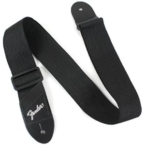 FENDER Economy Strap SILVER 2" Black Polyester Logo Straps ギターストラップ
