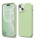 【elago】 iPhone15 対応 ケース 耐衝撃 傷 指紋 防止 シリコン スマホケース スリム 衝撃吸収 サラサラ 手触り シリコンケース [ Apple iPhone 15 アイフォン15 対応 携帯ケース ] iPhone15ケース SILICONE CASE パステルグリーン