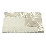 My Blankee Minky Dot Velour Cream with Cream Flat Satin Border, Baby Blanket, 30" x 35" by My Blanke