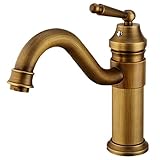 Life System 洗面用 アンティーク 混合水栓 蛇口 シングルレバー レトロ 立水栓 手洗いボウル用 洗面台 SK92 (混合水栓)