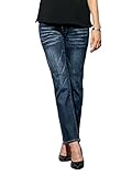 Angeliebe エンジェリーベ マタニティ P ・ パンツ ストレッチ デニム 5 ポケット スリム ブーツカット アジャスター調節可 7号 TT （ダブルトール） ユーズド インディゴ ブルー 