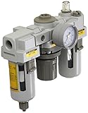 PneumaticPlus SAU3000M-N03G 3 Unit Combo Compressed Air Filter Regulator Lubricator, 3/8" Pipe Size,