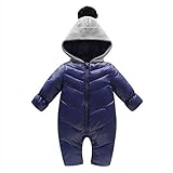Tortor 1bacha(JP)　男女兼用　ダウンロンパース　ベビー　キッズ　女の子　ダウンコート　赤ちゃん　男の子　ベビー服　カバーオール　防寒服　秋冬　防風　保温　出産祝い　ダークブルー　80　