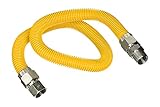 Flextron FTGC-YC12-60C 60 Flexible Yellow Epoxy Coated Gas Line Connector with 5/8 Outer Diameter an