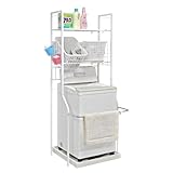 角パイプ頑丈ランドリーラック棚1　バスケット2