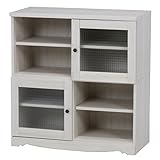 不二貿易 リビングキャビネット 4マス ローリー 幅86×奥行39.5×高さ90cm ホワイト 97794