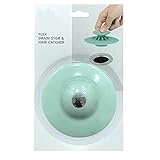 AMAA ワンタッチ 排水栓 止水栓 洗面台 流し台 浴室 排水口 ドレイン ストッパー カバー ヘアキャッチャー 水流 切り替え グリーン ブルー 白 ピンク (グリーン)