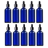 スポイト瓶 100mL 10本セットガラス製 遮光瓶 精油瓶 アロマオイルボトル 小分け（青色）