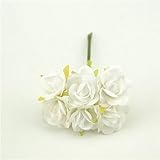 60pcs /ロット2 cm Gradualミニシルク人工フラワーブーケウェディングデコレーションDIYスクラップブックローズWreath Fake Craft Flower One Size ホワイ