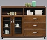 幅120cmキッチンカウンター ブラウン 茶色 日本製 完成品 大川家具 食器棚 キッチン 収納 キッチンワゴン キッチンラック カウンター下収納 41000019016-BR