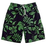 (スナッパーロック) SNAPPER ROCK UPF50+ボードショーツ(ボトムス)リーフプリント紺&グリーン サイズS (身長105~115cm目安5~6才)