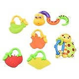 PerセーフColourful Rattles Toys + Baby Teether Baby Nursery非毒性ハンドShakingベルおもちゃ+シリコンTeether新生児ベビーギフトセット(