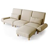 LOWYA （ロウヤ） ソファ カウチソファ テーブル付き ソファ分割可能 レイアウト自由 ローソファ オットマン 三人掛け 布張り ベージュ おしゃれ 新生活