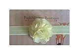2 Burlap Jute petite Flower baby PoshNPretty headband - Cream by PoshNPretty