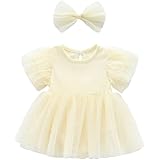[Baby koi] ベビー服 半袖ワンピース女の子夏 チュールスカートカバーオール髪飾り 赤ちゃん出産準備贈り物フリル無地