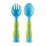 Tgp Baby's Silicone Spoon & Fork Trainer Feeding Utensils Training Grip Handle Blue by TGP