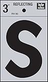 Hy-Ko RV-50/S Vinyl Self-Stick Reflective with Letter S, 3", Black [並行輸入品]
