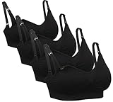 iLoveSIA (アイラブシア) マタニティ ブラジャー 2Wayオープン ノンワイヤー 4枚セット 黒 S