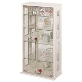 ガラスラック (80cm, アイボリー) コレクション ラック ケース ボックス