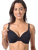 Gratlin 柔軟カップ ワイヤー入り シームレス 妊婦 産前産後兼用 フルカップ マタニティブラジャー 授乳ブラ ブラック F90(40E)