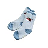 2新生児厚く暖かい綿の靴下0-24ヶ月の赤ちゃんのライトブルートレインのセット