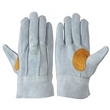 シモン　牛床革手袋【革手袋】（背縫い・本革当て付き・10双入り）《002-107AP銀当付》