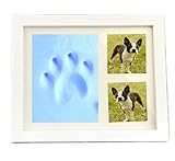 JpGdn 　ベビー写真フレーム　手形足形フォトフレーム　写真立て　無毒で安全の粘土　赤ちゃん出産祝いギフト　ベビー記念品　木製　男女通用 セット１個 ブルー