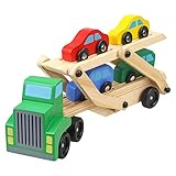 TWONE 木のおもちゃ 車セット トラック 木製 知育玩具 子供向け 二重層 折り畳み可天然木材 環境にやさしい塗料 自由に組み合わせ 車4台 カラフル 指先鍛え 創造力 男の子 女の子 子供の日 
