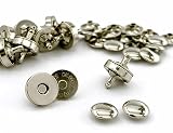 「両14厚」 20組入 マグネットホック 厚型 14mm 両面カシメ式 マグネットホックボタン 革 手芸 ボタン カシメ頭径12mm マグネットホック カシメ 直径14mm 厚タイプ,ニッケルシルバー