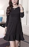 hortensia マタニティ 授乳口付き フォーマル ミニドレス 2018 秋冬 【 XXL 長袖 フレアスカート ブラック 】 ワンピース ドレス 結婚式 二次会 発表会 食事会 妊婦服 妊婦 マ