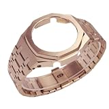 Waillynice Gen 4 ステンレススチールケース ラバーストラップ カシオ G-shock GBM-2100シリーズウォッチ用 GBM-2100 1A/2100 1a2/2100b-7a Modキット カシオアクセサリー用メタルベゼル (スチールローズゴールド)