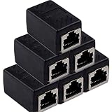 LANケーブル 延長コネクタ RJ45 中継コネクタ ギガビット対応 8P8C Cat7 / Cat6 / Cat5e プラグ Lan端子 (ブラック, 6個)