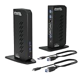 プラグ可能なデュアルディスプレイポート&HDMIドッキングステーション - USB 3.0 & USB-C ノートパソコンドック デュアルモニター、DisplayLink、Mac (ドライバーが必要)、ChromeOS & Windows、ギガビットイーサネット、オーディオ(UD-6950Z)。