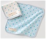 ニシキ お名前ネーム付きドットタオルハンカチ2枚組(ガーゼパイル) P9972 サックス・P9972S