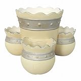 3カップ ストロベリーポット 寄せ植え鉢 陶器 おしゃれ 穴あり シルバー帯 419