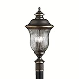 Kichler Lighting 9932OZ Sausalito 3-Light Outdoor Post Mount Fixture, Olde Bronze with Clear Ribbed 