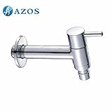 AZOS 洗濯機の蛇口 単一冷水栓 銀色 真鍮製 壁付形 洗面器 PJXY028