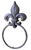 starworld- 8.5 " TallアンティークスタイルHeavy Cast Iron Fleur De LisドアノッカータオルリングホルダーRustic Brown Finish