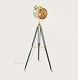 レトロ工業用フロアランプ、合金居間ベッドルームステージスタジオ検索ライト北欧写真ライト三脚E27 * 1ライトポールの高さ80-135cm クリエイティブ (色 : ゴールド)