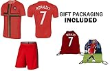 Cristiano Ronaldoサッカージャージー2018 # 7 Portugal Home Youth Ronaldo Soccer Jersey & Shortsキッズプレミアムギフトキット✮