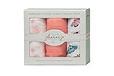 Baby Girl Swaddle Blanket in Coral & Aqua { Dandelions & Mariposa } by Johanna Jo