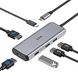 SSK USB Cドッキングステーション デュアルモニター 6イン1 USB Cハブ マルチポートアダプター デュアル4K HDMI 3つのUSBポート付き PD充電 ユニバーサルノートパソコンドッキングステーション Dell/HP/Lenovo/Surface対応 (シルバー)