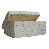 Minene Small Foldable Fabric Storage Box L32xW21xH12cmLinen Cosmetic Stationery Organiser with Flowe