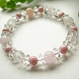 [ブルーコーン] 薔薇の ローズクォーツ ピンクアクマリン ＆ ミルキーインカローズ ブレスレット 内径１６センチ（女性Mサイズ）