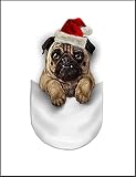 【ノーブランド品】【怒ったパグ・サンタクローク・クリスマス 】 白マット紙（フレーム無し）A4サイズ
